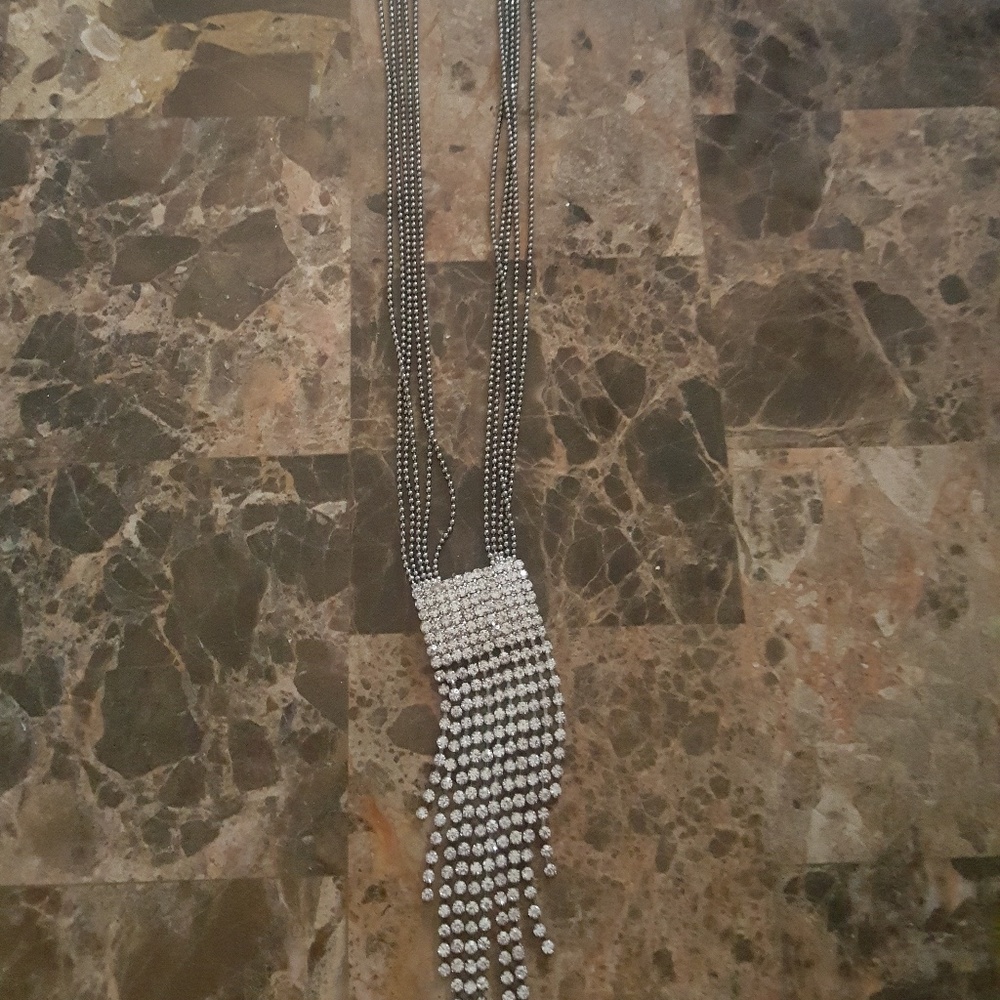 Dystrict LA Long Rhinestone Tassel Necklace